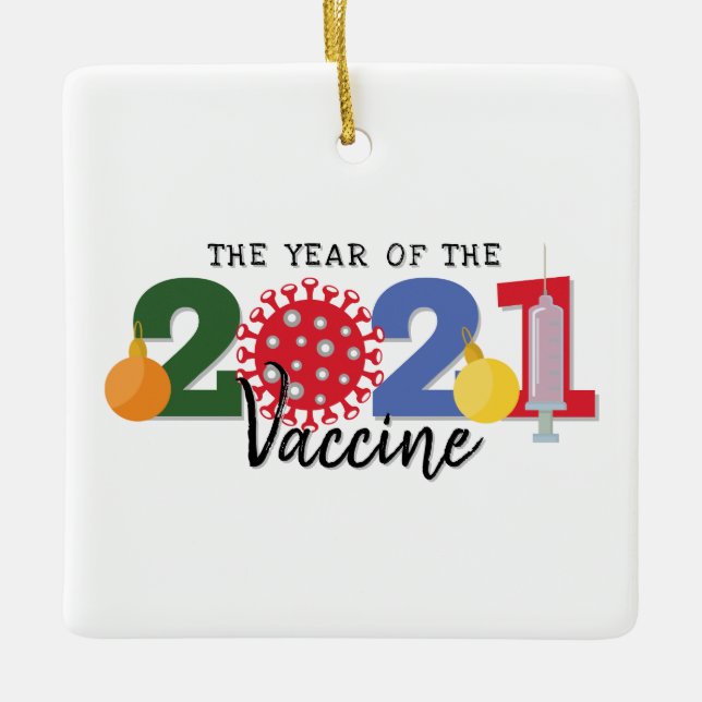 Ornement En Céramique Année du vaccin 2021 (Devant)