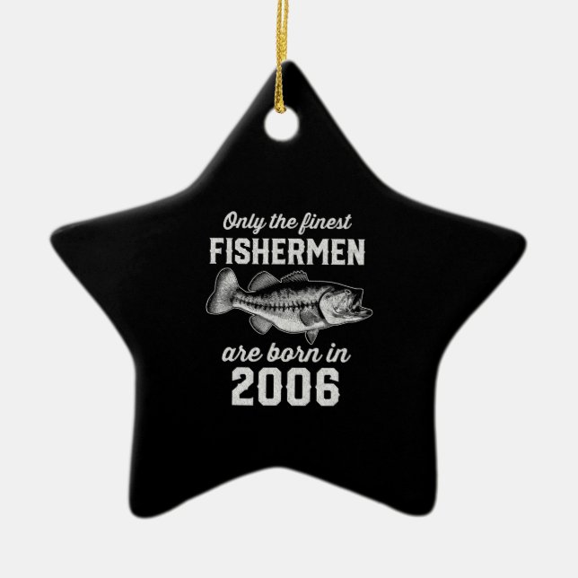 Ornement En Céramique Anniversaire Cadeau pêcheur Pêche 2006 (Devant)