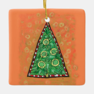 Ornement En Céramique Anniversaire de Noël des Cinq Anneaux d'or