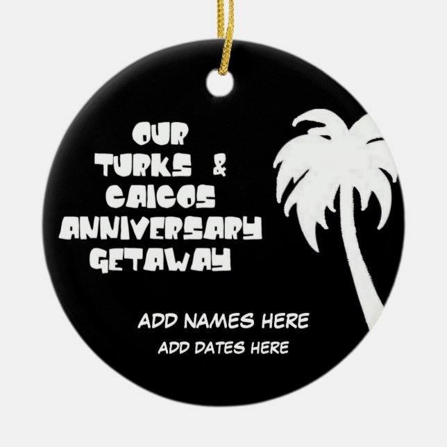 Ornement En Céramique Anniversaire de Turks & Caicos personnalisés (Devant)
