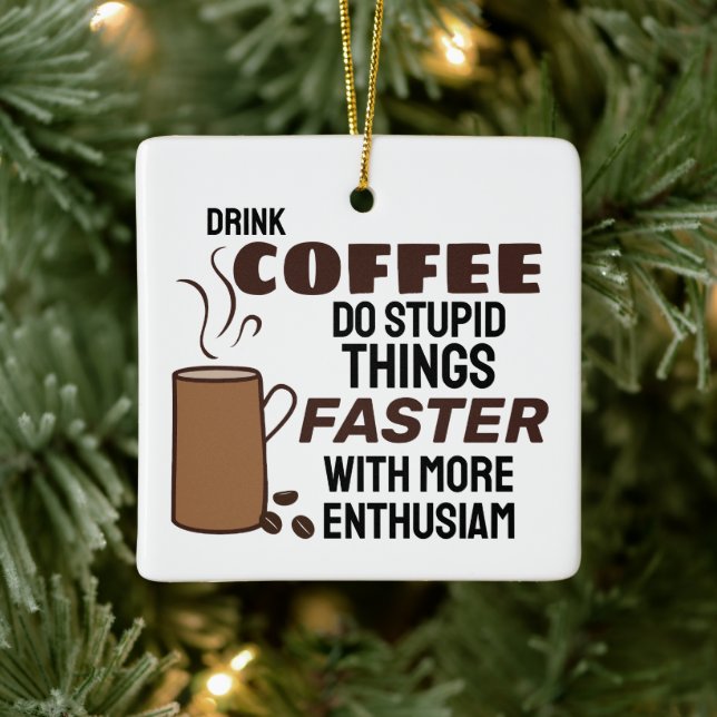Ornement En Céramique Anniversaire drôle Café Noël (Arbre)