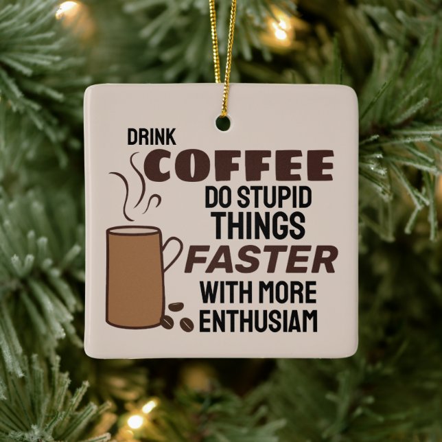 Ornement En Céramique Anniversaire drôle Café Noël (Arbre)