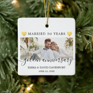 Ornement En Céramique Anniversaire du Mariage Noël
