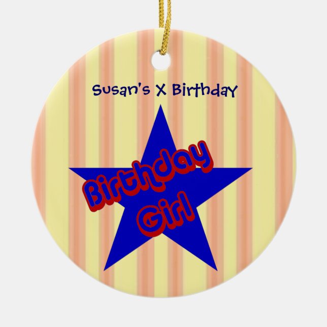 Ornement En Céramique Anniversaire Girl Star Cute Ornament personnalisab (Devant)