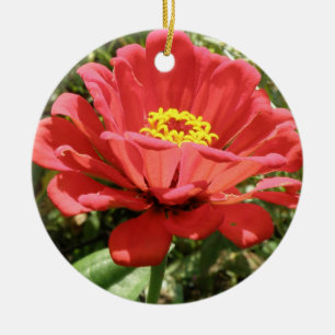 Ornement En Céramique Anniversaire personnalisé de Red Zinnia