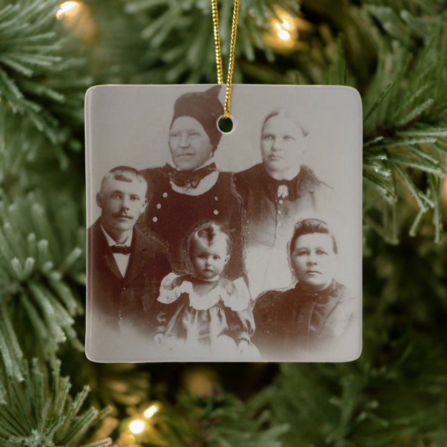 Ornement En Céramique Antique Famille Collage Photo B&W Image (Arbre)