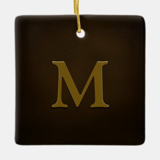 Ornement En Céramique Antique or Embossé Monogramme Personnalisé (Devant)