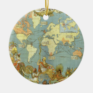 Ornement En Céramique Antique World Map of the British Empire, 1886