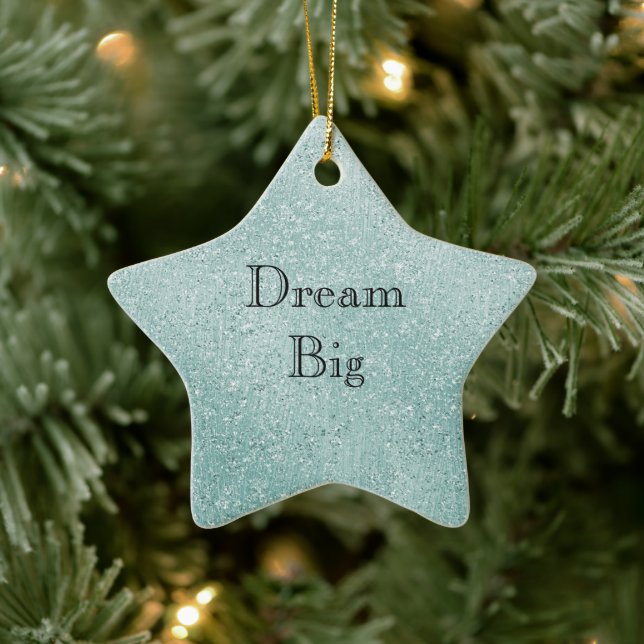 Ornement En Céramique Aqua Glitzy Ombre (Arbre)