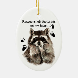 Ornement En Céramique Aquarelle Animal avec dicton mignon Raccoons