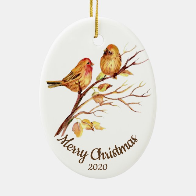 Ornement En Céramique Aquarelle de Noël sur mesure (Dos)