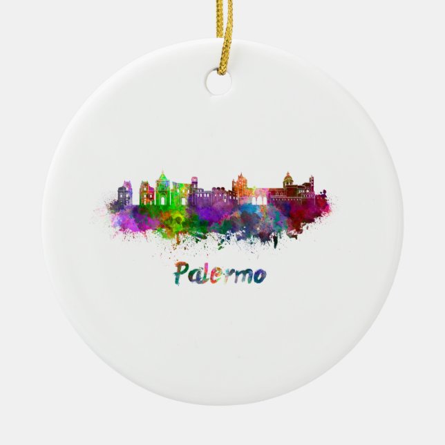 Ornement En Céramique Aquarelle de Palerme (Devant)