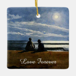 Ornement En Céramique Aquarelle de Winslow Homer, Clair de lune, Amour p
