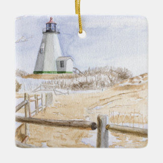 Ornement En Céramique Aquarelle du phare de Plymouth