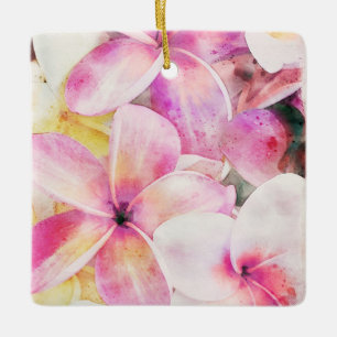 Ornement En Céramique Aquarelle florale tropicale hawaïenne