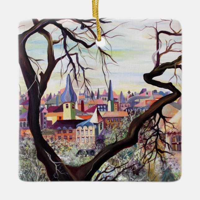 Ornement En Céramique Aquarelle France colonie ancienne Luxembourg (Devant)