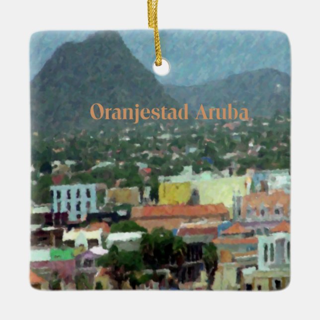 Ornement En Céramique Aquarelle Oranjestad, Aruba (Devant)