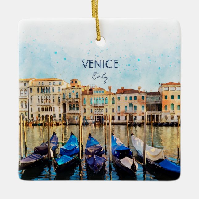 Ornement En Céramique Aquarelle VENEZIA VENICE - Italie souvenir de voya (Devant)