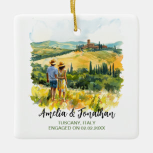 Ornement En Céramique Aquarelle Voyage Peinture Couple Toscane Italie