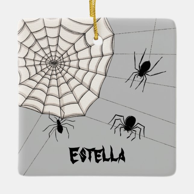 Ornement En Céramique Araignées Déplaisantes personnalisées Halloween (Devant)