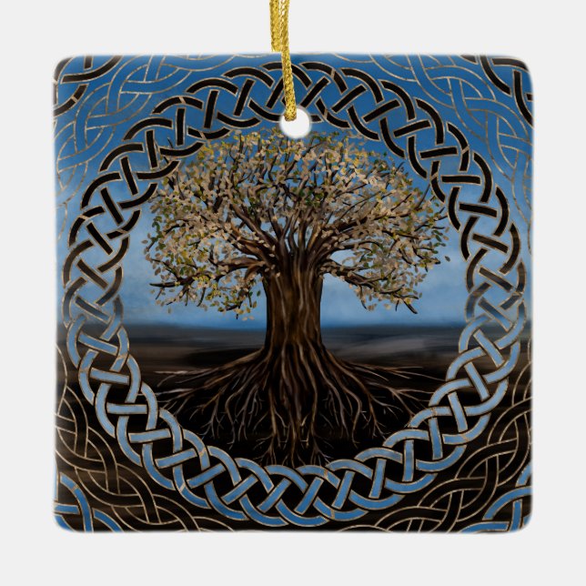Ornement En Céramique Arbre de la vie - dessin de Yggdrasil (Devant)
