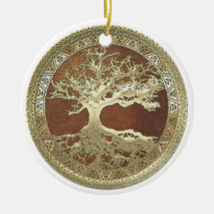 ORNEMENT EN CÉRAMIQUE ARBRE DE LA VIE D'OR