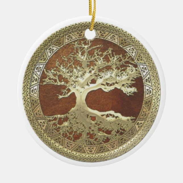 ORNEMENT EN CÉRAMIQUE ARBRE DE LA VIE D'OR (Devant)