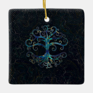 Ornement En Céramique Arbre de marbre et d'or de la vie