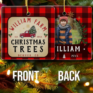 Ornement En Céramique Arbre de Noël Agritourisme Pine Arbres style ferme