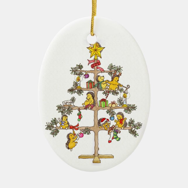 Ornement En Céramique Arbre de Noël de hérisson (Devant)