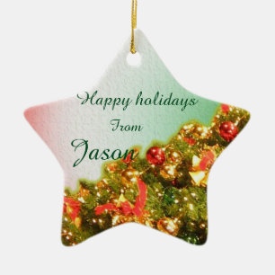 Ornement En Céramique Arbre de Noël décoré sur mesure avec texte