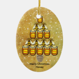 Ornement En Céramique Arbre de Noël des pots d'abeilles et de miel - Orn