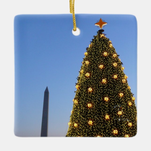 Ornement En Céramique Arbre de Noël national et monument de Washington (Devant)