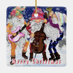 Ornement En Céramique Arbre de Noël Ornament Gnomes Musique Band