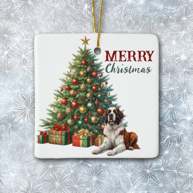 Ornement En Céramique Arbre de Noël Saint Bernard Dog (Créateur téléchargé)