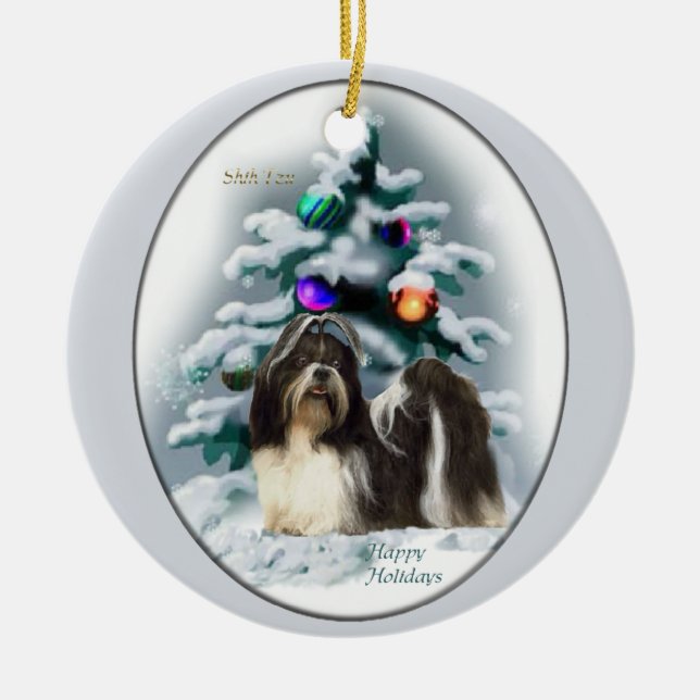 Ornement En Céramique Arbre de Noël Shih Tzu (Devant)