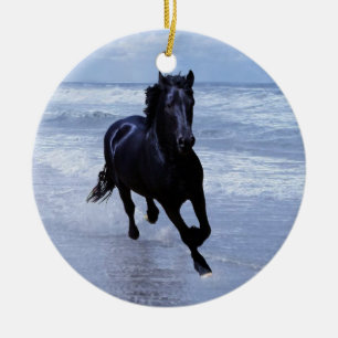 Ornement En Céramique Arbre sauvage et libre d'un cheval de Noël
