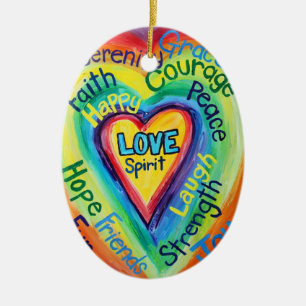 Ornement En Céramique Arc-en-ciel Spirit Words Ornament