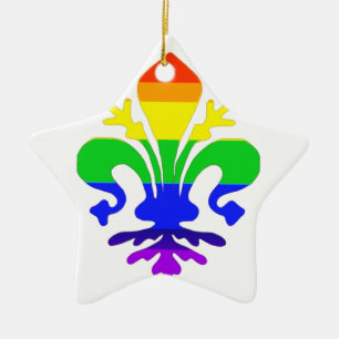 Ornement En Céramique Arc-en-ciel stylisé Fleur de Lis