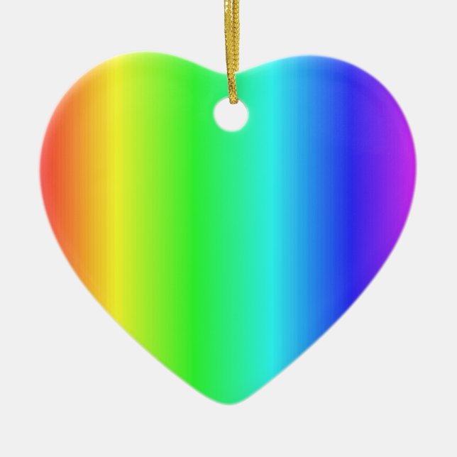 Ornement En Céramique Arc-en-ciel très joli >Ornements cardiaques (Devant)