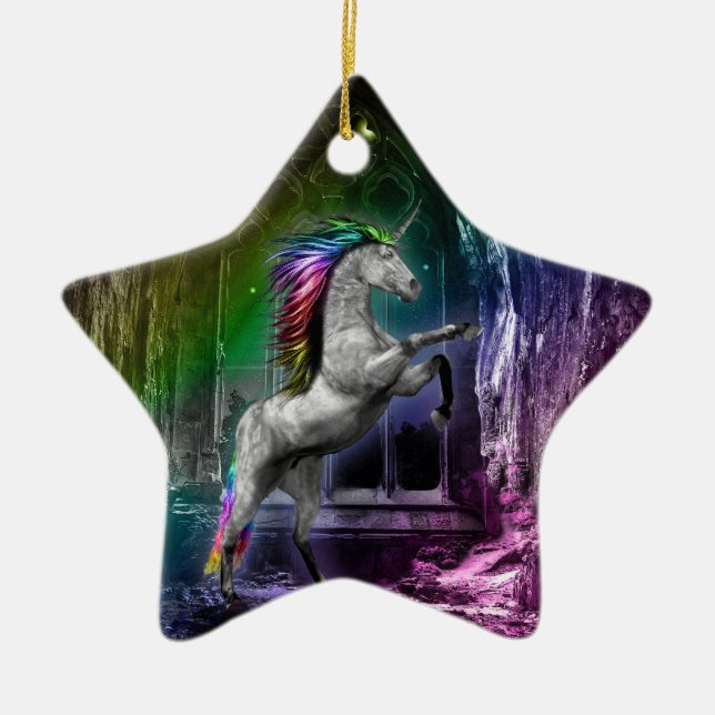 Ornement En Céramique Arc-en-ciel Unicorne (Devant)