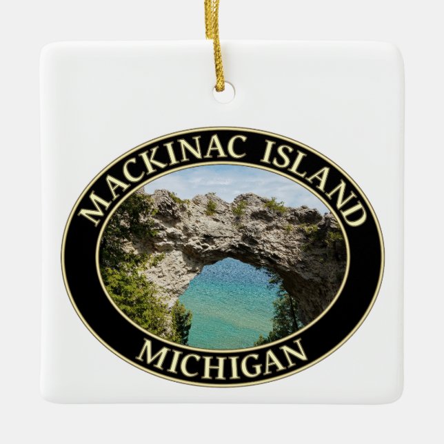 Ornement En Céramique Arch Rock sur l'île Mackinac, Michigan (Devant)