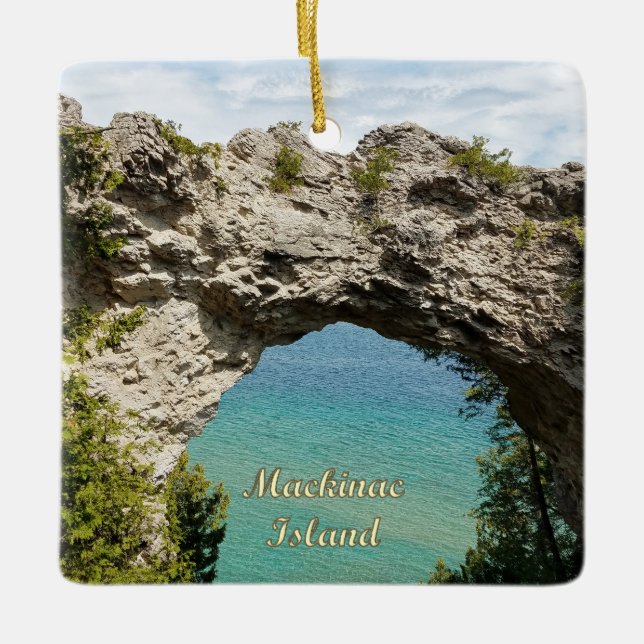 Ornement En Céramique Arch Rock sur l'île Mackinac, Michigan (Devant)