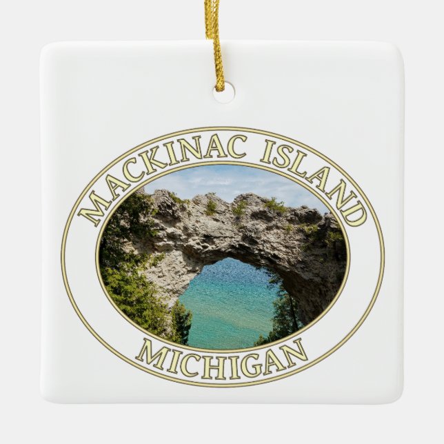 Ornement En Céramique Arch Rock sur l'île Mackinac, Michigan (Devant)