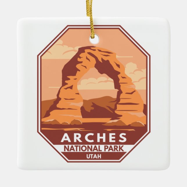 Ornement En Céramique Arches Parc National Utah Delicate Arch Art Retro (Devant)