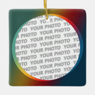 Ornement En Céramique Arrondi en Carré Cadre couleur 2 + votre photo