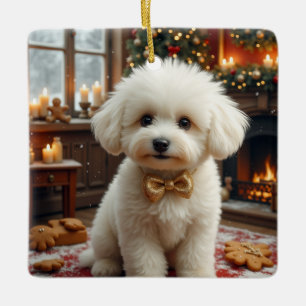 Ornement En Céramique Art de Noël Bichon Frise