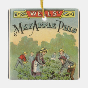 Ornement En Céramique Art d'étiquette de produit vintage, pilules de May