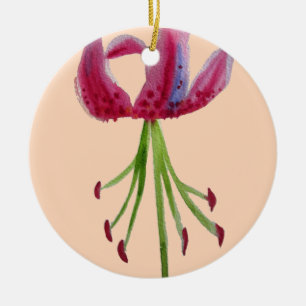 Ornement En Céramique Art floral moderne en aquarelle Lily rose