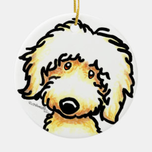 Ornement En Céramique Art jaune de Labradoodle personnalisé
